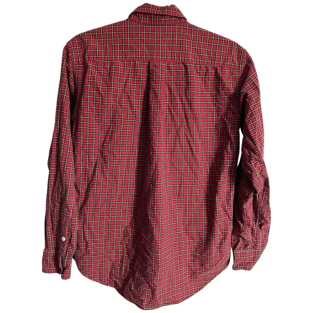Ralph Lauren Vintage Boys Large 16/18 Red black‎ yellow plaid button down cotton
